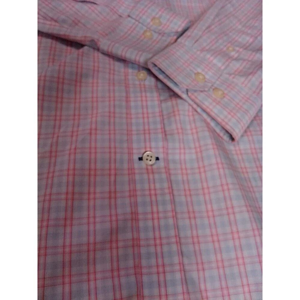 Banana Republic Men’s Medium 15-15.5 Non-Iron Classic Fit Shirt Pink Blue Plaid